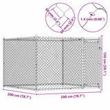 Dog Cage with Door Grey 2x2x1.5 m Galvanised Steel - Low Angle