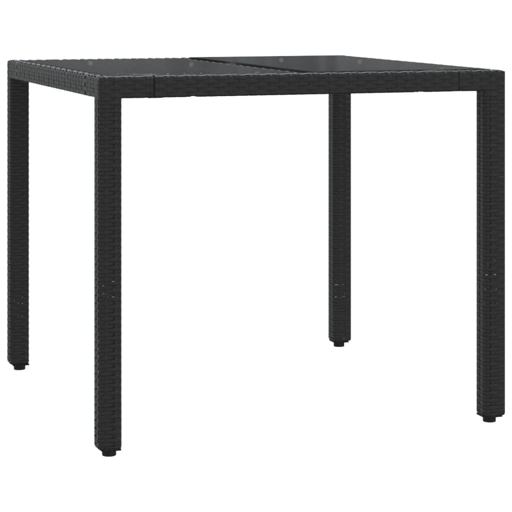 5 Piece Garden Dining Set with Cushions Black Poly Rattan