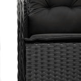 5 Piece Garden Dining Set with Cushions Black Poly Rattan - 45-Degree Angle