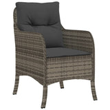 3 Piece Garden Dining Set with Cushions Grey Poly Rattan - Side View