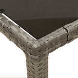 5 Piece Garden Dining Set with Cushions Grey Poly Rattan - Rear View