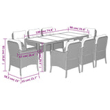 9 Piece Garden Dining Set with Cushions Grey Poly Rattan - Close-Up Angle