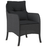 7 Piece Garden Dining Set with Cushions Black Poly Rattan - Side View