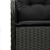 7 Piece Garden Dining Set with Cushions Black Poly Rattan - 45-Degree Angle