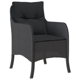 9 Piece Garden Dining Set with Cushions Black Poly Rattan - Side View