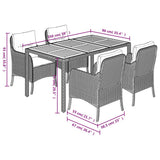 5 Piece Garden Dining Set with Cushions Grey Poly Rattan