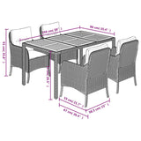 5 Piece Garden Dining Set with Cushions Grey Poly Rattan - Close-Up Angle
