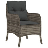 7 Piece Garden Dining Set with Cushions Grey Poly Rattan - Side View