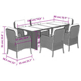 7 Piece Garden Dining Set with Cushions Grey Poly Rattan