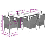 7 Piece Garden Dining Set with Cushions Grey Poly Rattan - Close-Up Angle