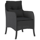 7 Piece Garden Dining Set with Cushions Black Poly Rattan - Side View