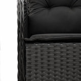 7 Piece Garden Dining Set with Cushions Black Poly Rattan - 45-Degree Angle