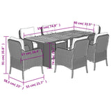 7 Piece Garden Dining Set with Cushions Black Poly Rattan