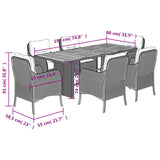 7 Piece Garden Dining Set with Cushions Black Poly Rattan - Close-Up Angle