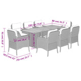 9 Piece Garden Dining Set with Cushions Black Poly Rattan - Close-Up Angle