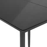 3 Piece Garden Dining Set with Cushions Black Poly Rattan - Rear View