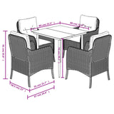5 Piece Garden Dining Set with Cushions Black Poly Rattan