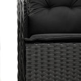 5 Piece Garden Dining Set with Cushions Black Poly Rattan - 45-Degree Angle