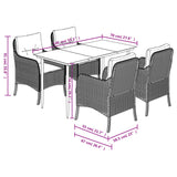 5 Piece Garden Dining Set with Cushions Black Poly Rattan - Close-Up Angle