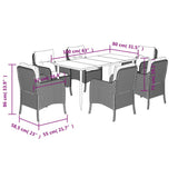7 Piece Garden Dining Set with Cushions Black Poly Rattan - Close-Up Angle