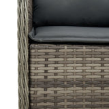 5 Piece Garden Dining Set with Cushions Grey Poly Rattan - Rear View