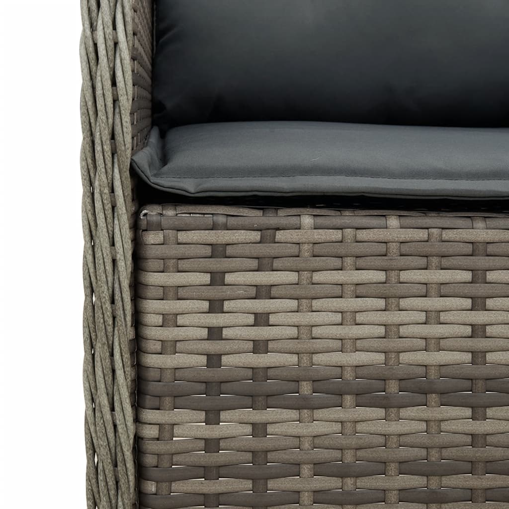 5 Piece Garden Dining Set with Cushions Grey Poly Rattan