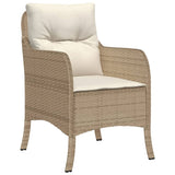 3 Piece Garden Dining Set with Cushions Beige Poly Rattan - Top-Down View