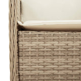3 Piece Garden Dining Set with Cushions Beige Poly Rattan - 45-Degree Angle