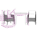 3 Piece Garden Dining Set with Cushions Beige Poly Rattan - Close-Up Angle