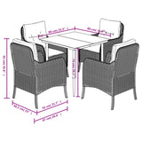 5 Piece Garden Dining Set with Cushions Beige Poly Rattan - Close-Up Angle