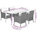 5 Piece Garden Dining Set with Cushions Beige Poly Rattan - Close-Up Angle