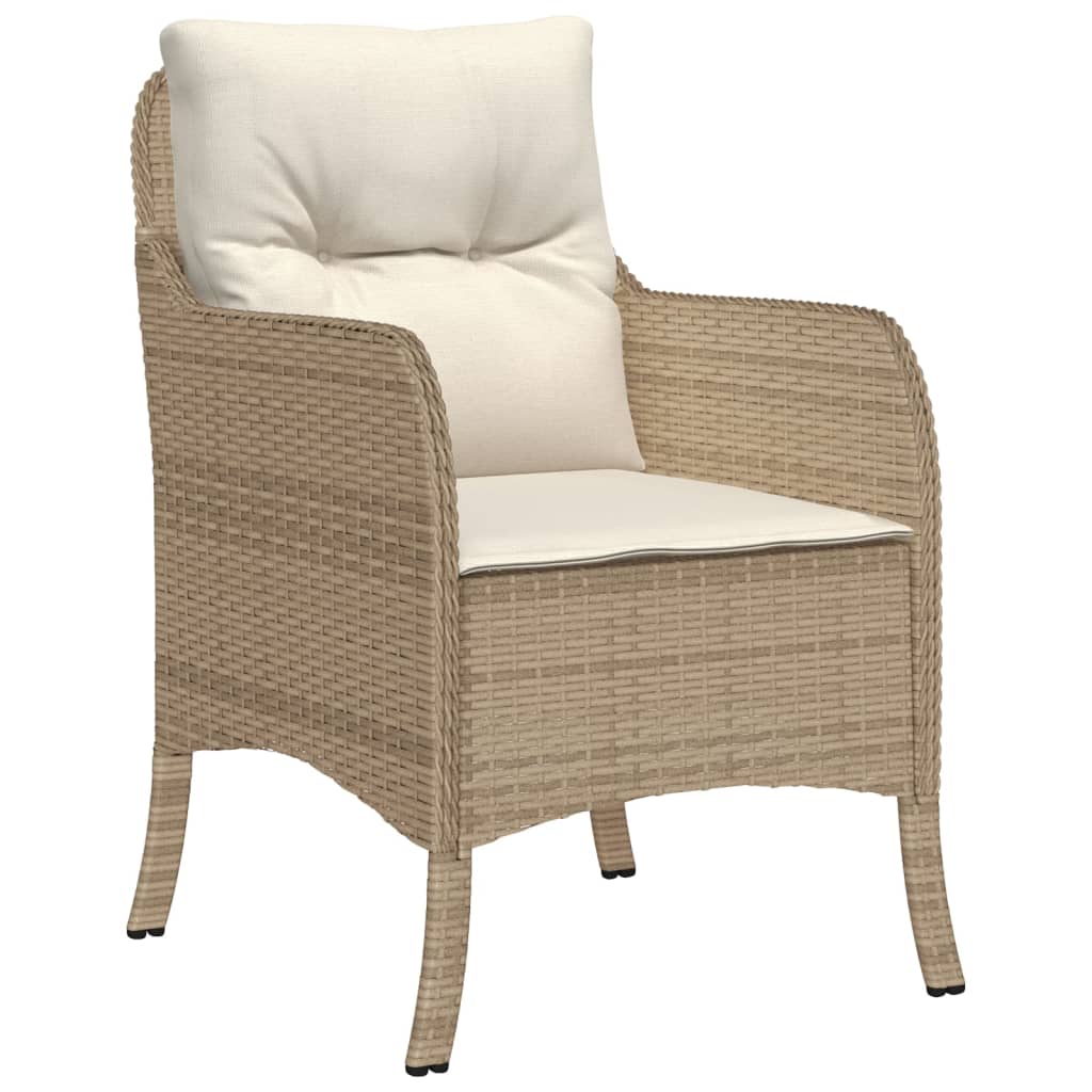 3 Piece Garden Dining Set with Cushions Beige Poly Rattan