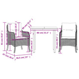 3 Piece Garden Dining Set with Cushions Beige Poly Rattan - Close-Up Angle