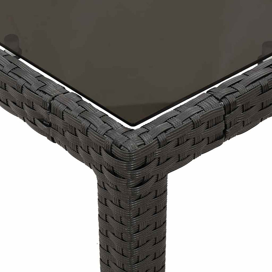 7 Piece Garden Dining Set with Cushions Black Poly Rattan