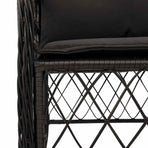 7 Piece Garden Dining Set with Cushions Black Poly Rattan