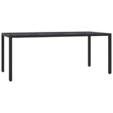 7 Piece Garden Dining Set with Cushions Black Poly Rattan - Top-Down View