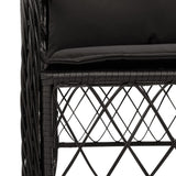 7 Piece Garden Dining Set with Cushions Black Poly Rattan
