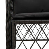 9 Piece Garden Dining Set with Cushions Black Poly Rattan