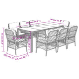 9 Piece Garden Dining Set with Cushions Black Poly Rattan - Close-Up Angle