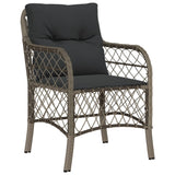 5 Piece Garden Dining Set with Cushions Grey Poly Rattan