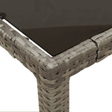 5 Piece Garden Dining Set with Cushions Grey Poly Rattan - Rear View