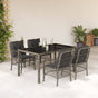 5 Piece Garden Dining Set with Cushions Grey Poly Rattan
