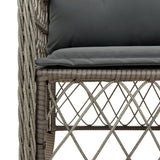 7 Piece Garden Dining Set with Cushions Grey Poly Rattan