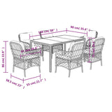 7 Piece Garden Dining Set with Cushions Grey Poly Rattan - Close-Up Angle