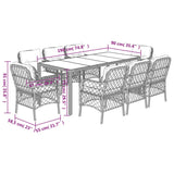 9 Piece Garden Dining Set with Cushions Grey Poly Rattan
