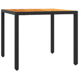 3 Piece Bistro Set with Cushions Black Poly Rattan - Top-Down View