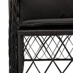 5 Piece Garden Dining Set with Cushions Black Poly Rattan