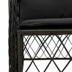 7 Piece Garden Dining Set with Cushions Black Poly Rattan