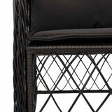 7 Piece Garden Dining Set with Cushions Black Poly Rattan - Rear View