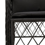 9 Piece Garden Dining Set with Cushions Black Poly Rattan